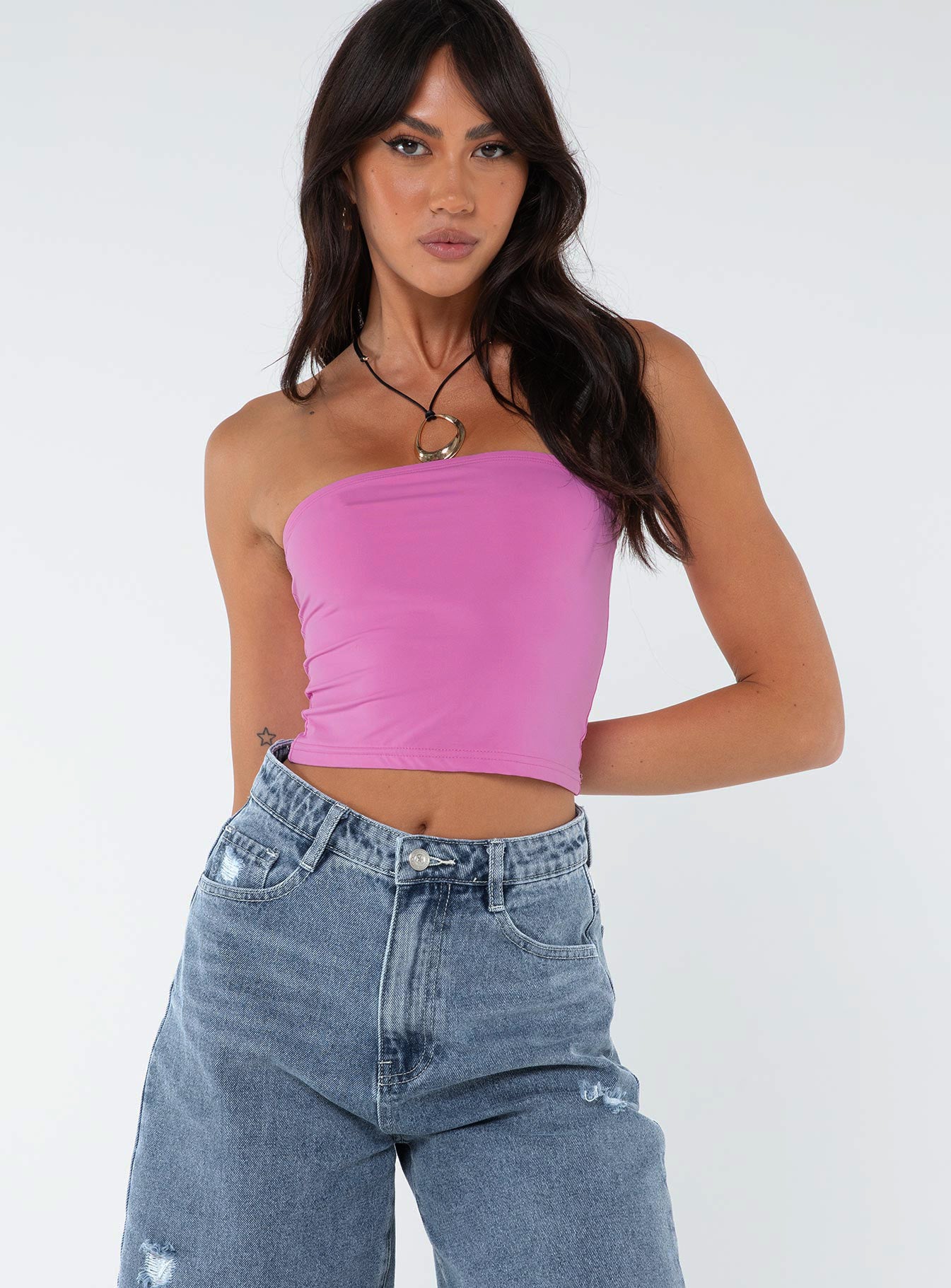 product Princess Polly Sleeveless Asymmetric Neckline  Tomlin Top Hot Pink