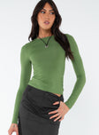 Long sleeve top, crewneck, slim fitting Good stretch, unlined 