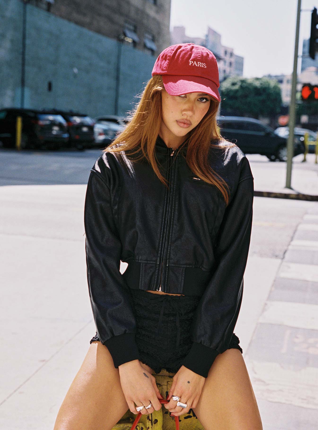 Sweet Disaster Faux Leather Cropped Bomber Jacket Black | Princess