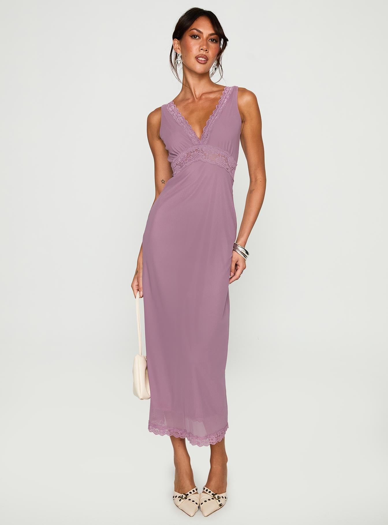 Between The Lines Lace Trim Maxi Dress Purple | Princess Polly Between The Lines Lace Trim Maxi Dress Purple | Princess Polly