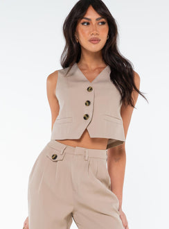 product Princess Polly Sleeveless Square Neck  Murison Vest Beige