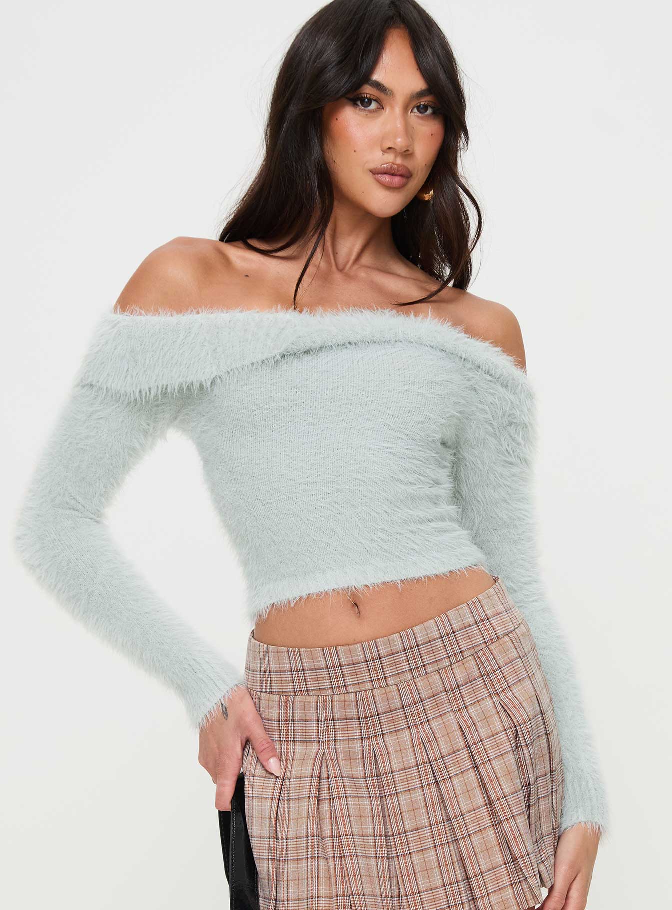 Coecoe off the shoulder sweater grey