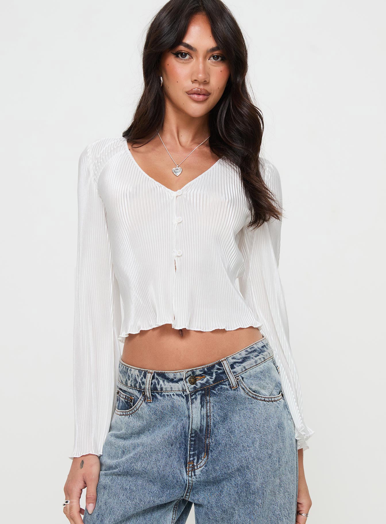 Collis long sleeve top cream