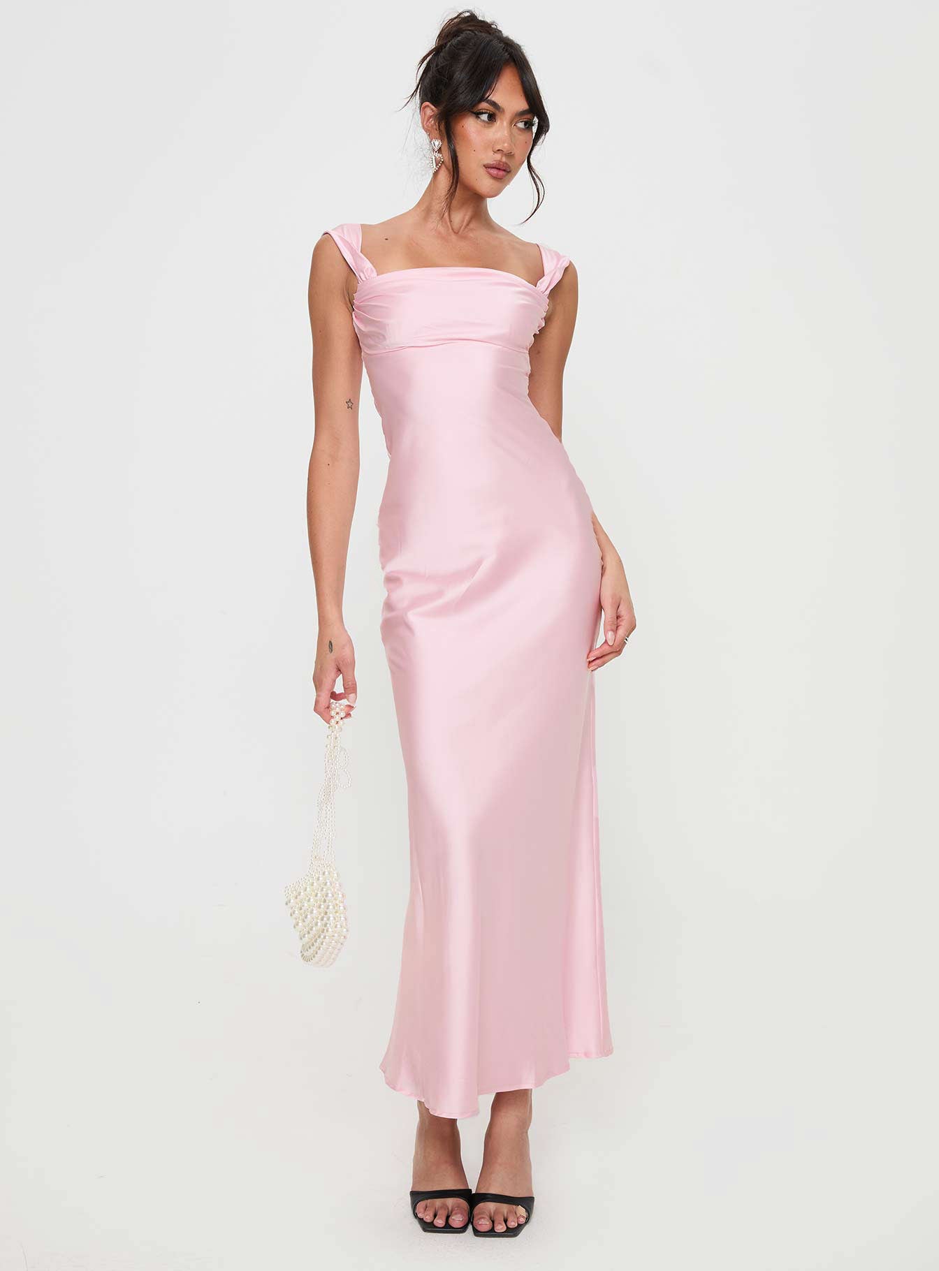 Azura off the shoulder maxi dress pink