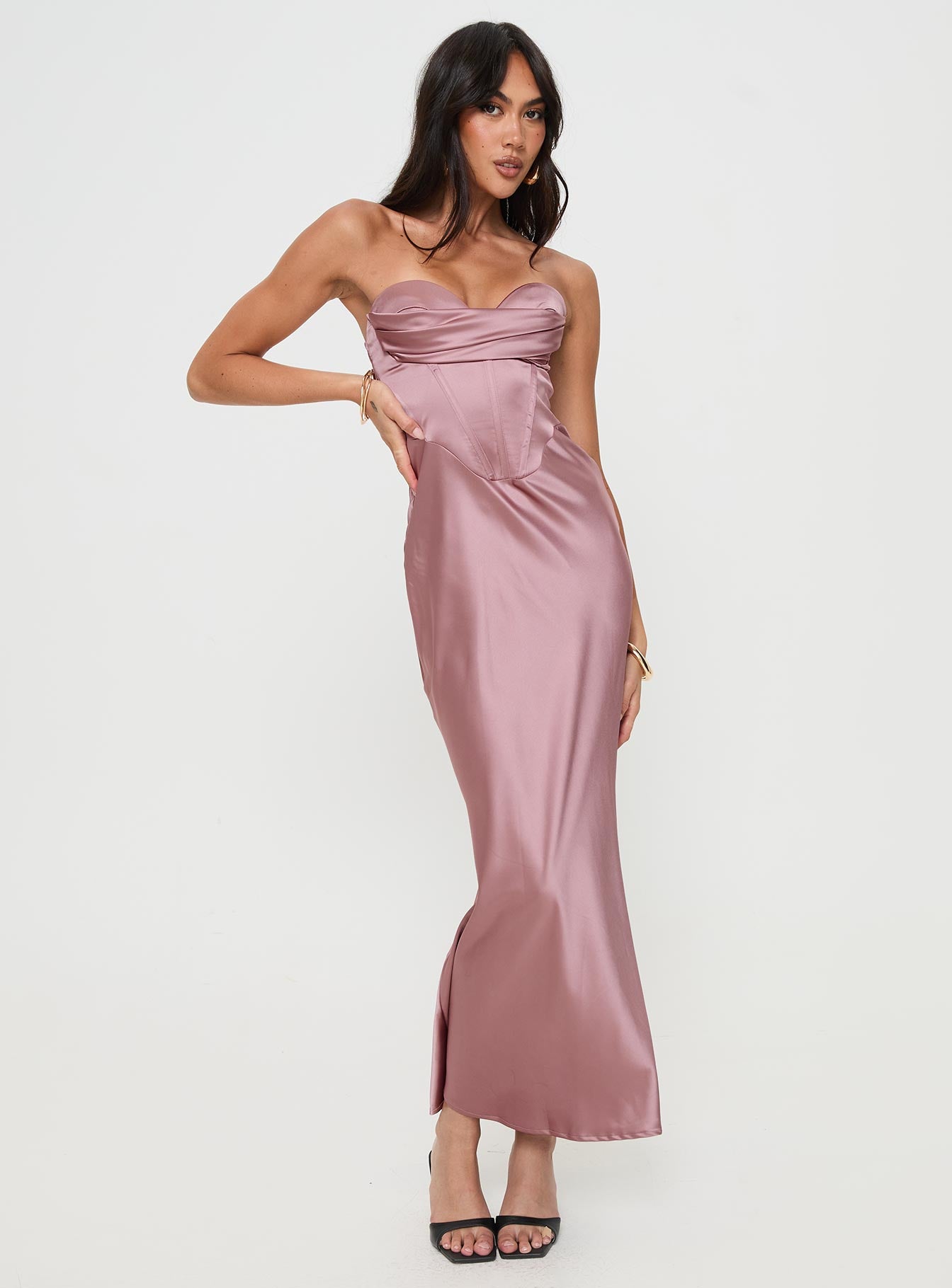 Yannick strapless maxi dress mocha