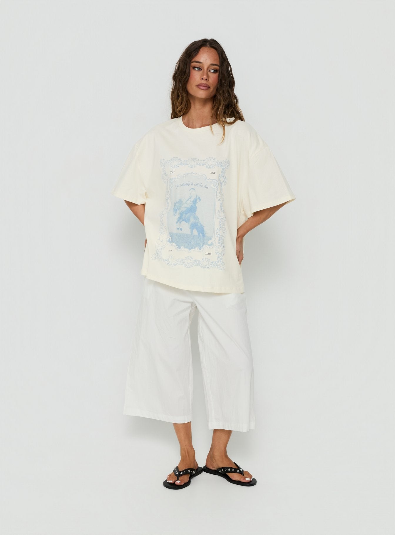 Soft Launch Stamp Oversized Graphic Tee Cream