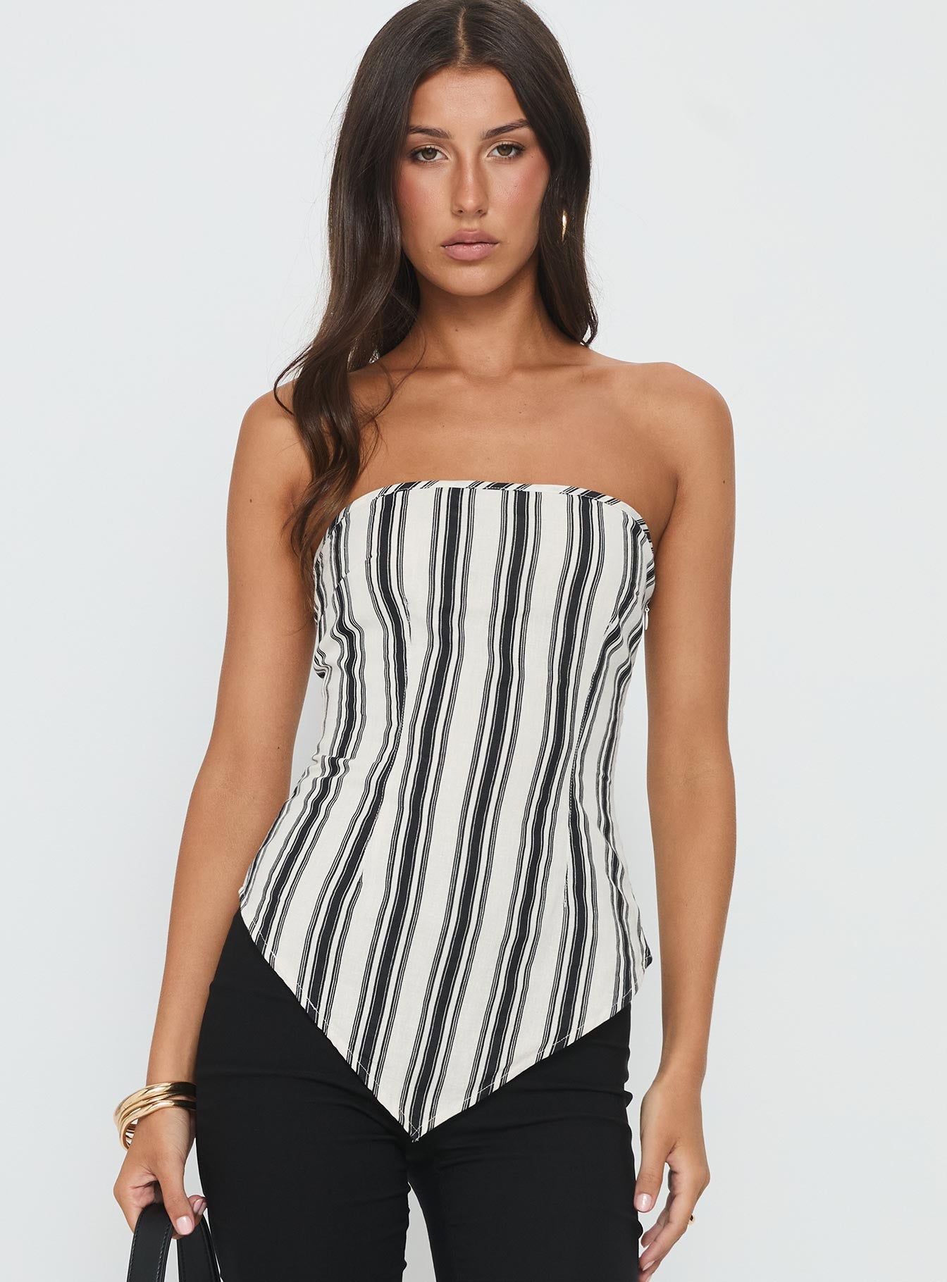 Palo Alto Strapless Scarf Top Black | White Stripe | Black | White Stripe | Womens | Princess Polly Lower Impact Palo Alto Strapless Scarf Top Black | White Stripe | Black | White Stripe | Womens | Princess Polly Lower Impact
