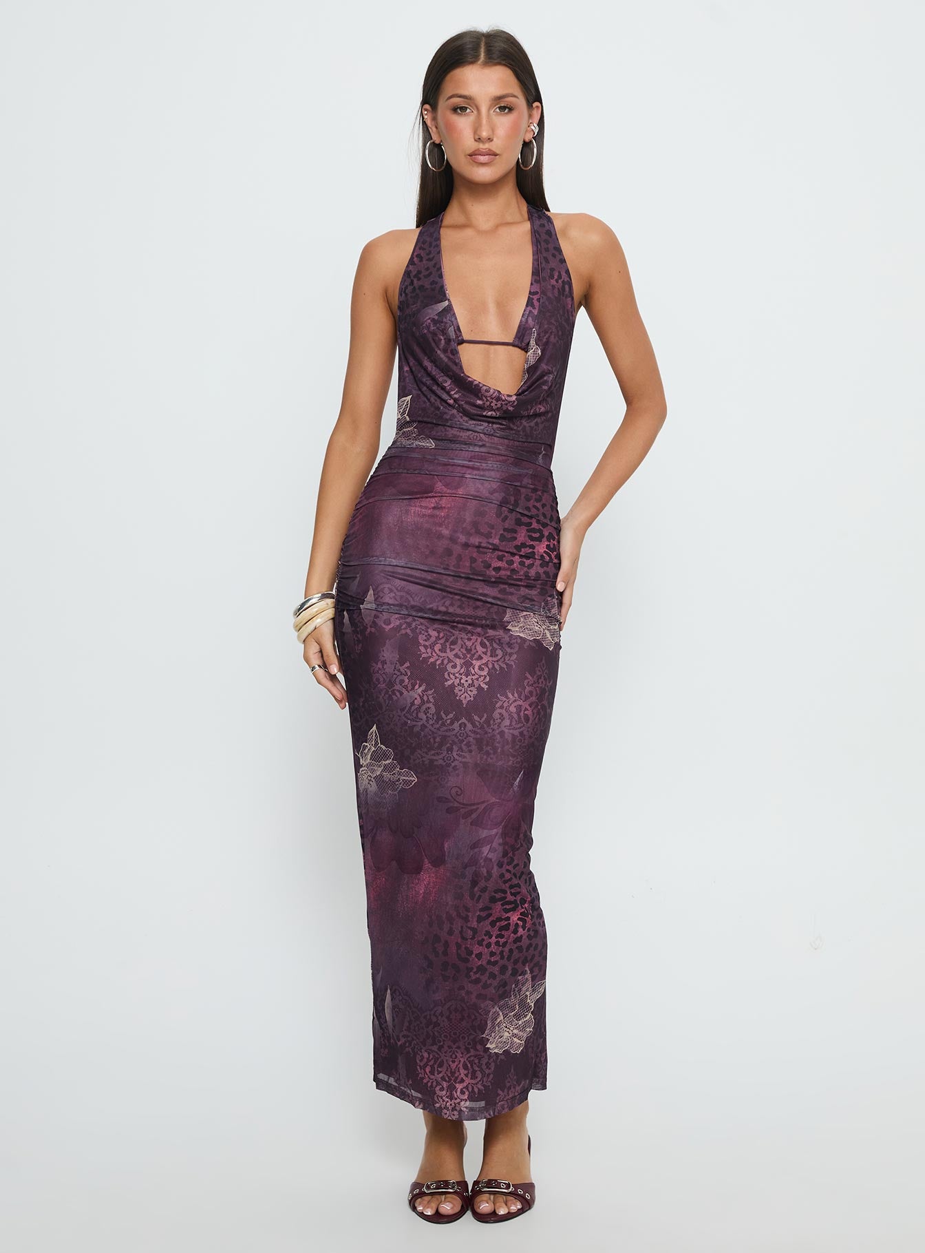 Manaia Cowl Halter Neck Maxi Dress Multi | Princess Polly Manaia Cowl Halter Neck Maxi Dress Multi | Princess Polly