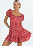 Princess Polly Sweetheart Neckline  Danny Mini Dress Red Floral