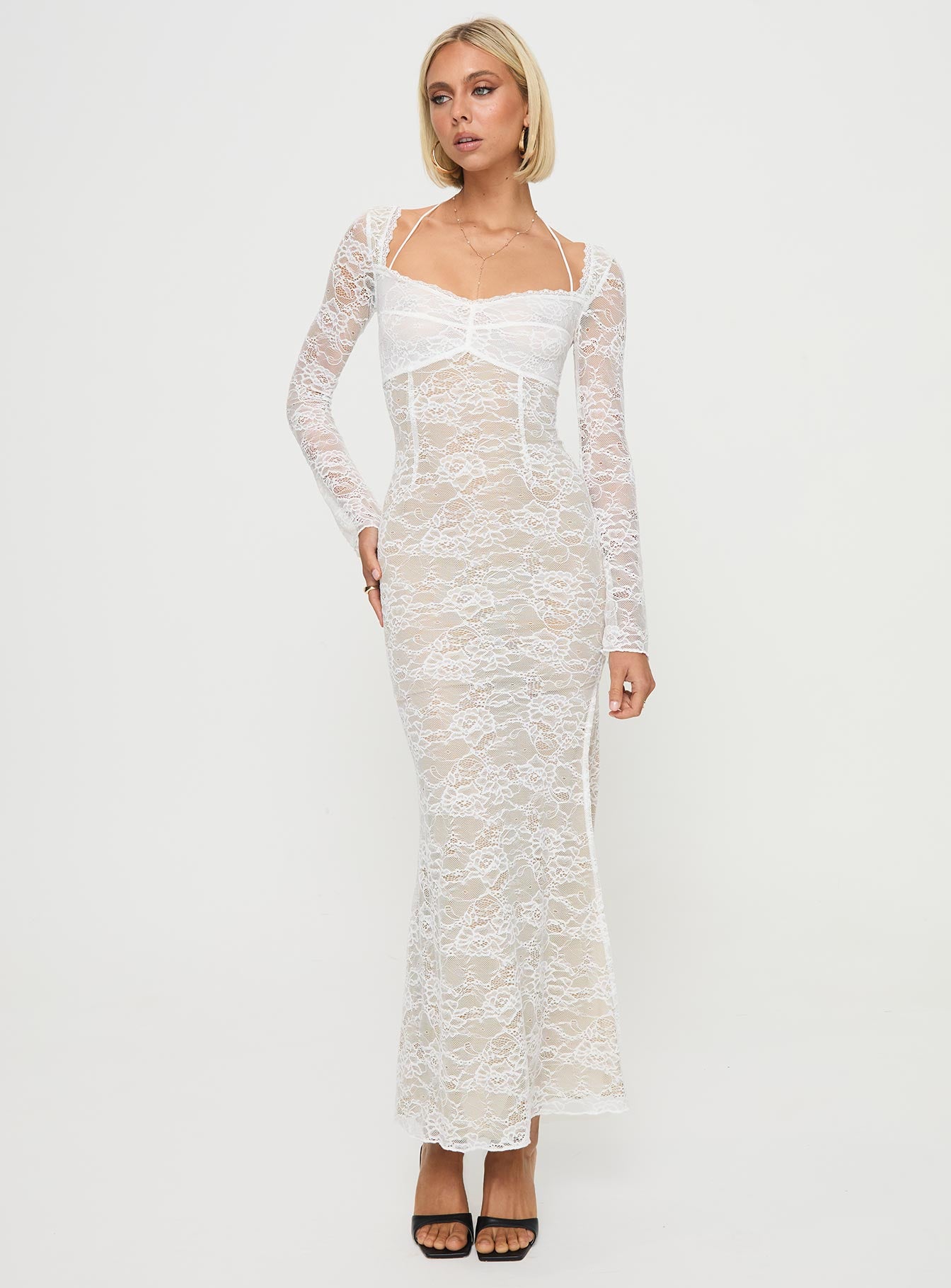 Aubriella lace maxi dress cream