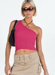 One shoulder top Rib knit material Good stretch