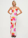 Pink maxi dress Adjustable shoulder straps, tie fastening at back, invisible zip fastening at side