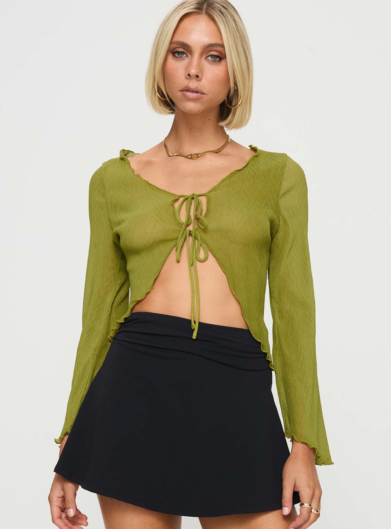 Undone long sleeve top green