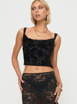 Cami top Cropped fit, floral print, cowl neckline, fixed straps, invisible zip at side Non-stretch material, fully lined 