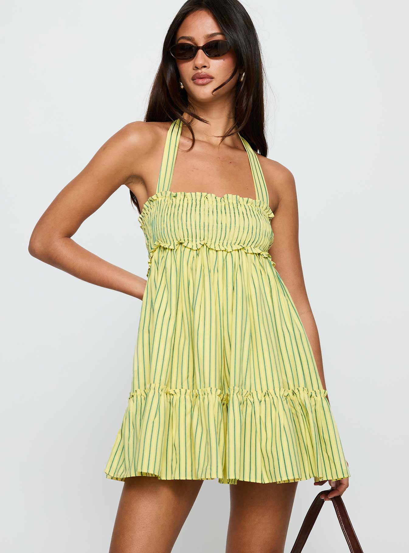 Tiptoe Mini Dress Yellow Stripe | Princess Polly Tiptoe Mini Dress Yellow Stripe | Princess Polly