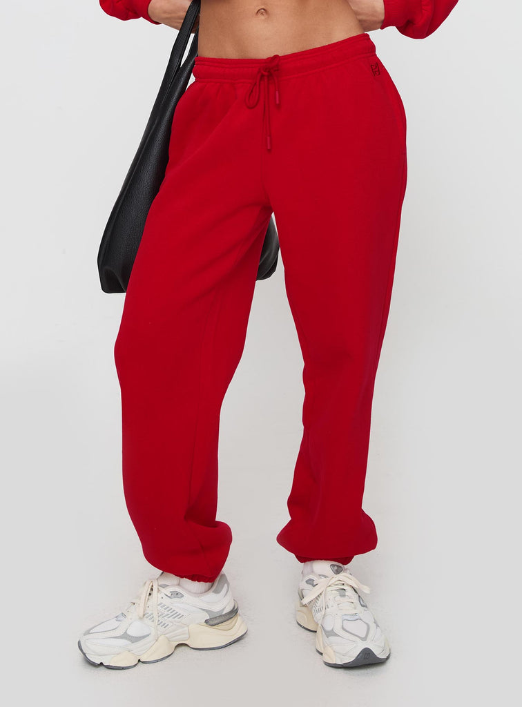 Dream Fleece Ankle Cuff Sweatpants Red