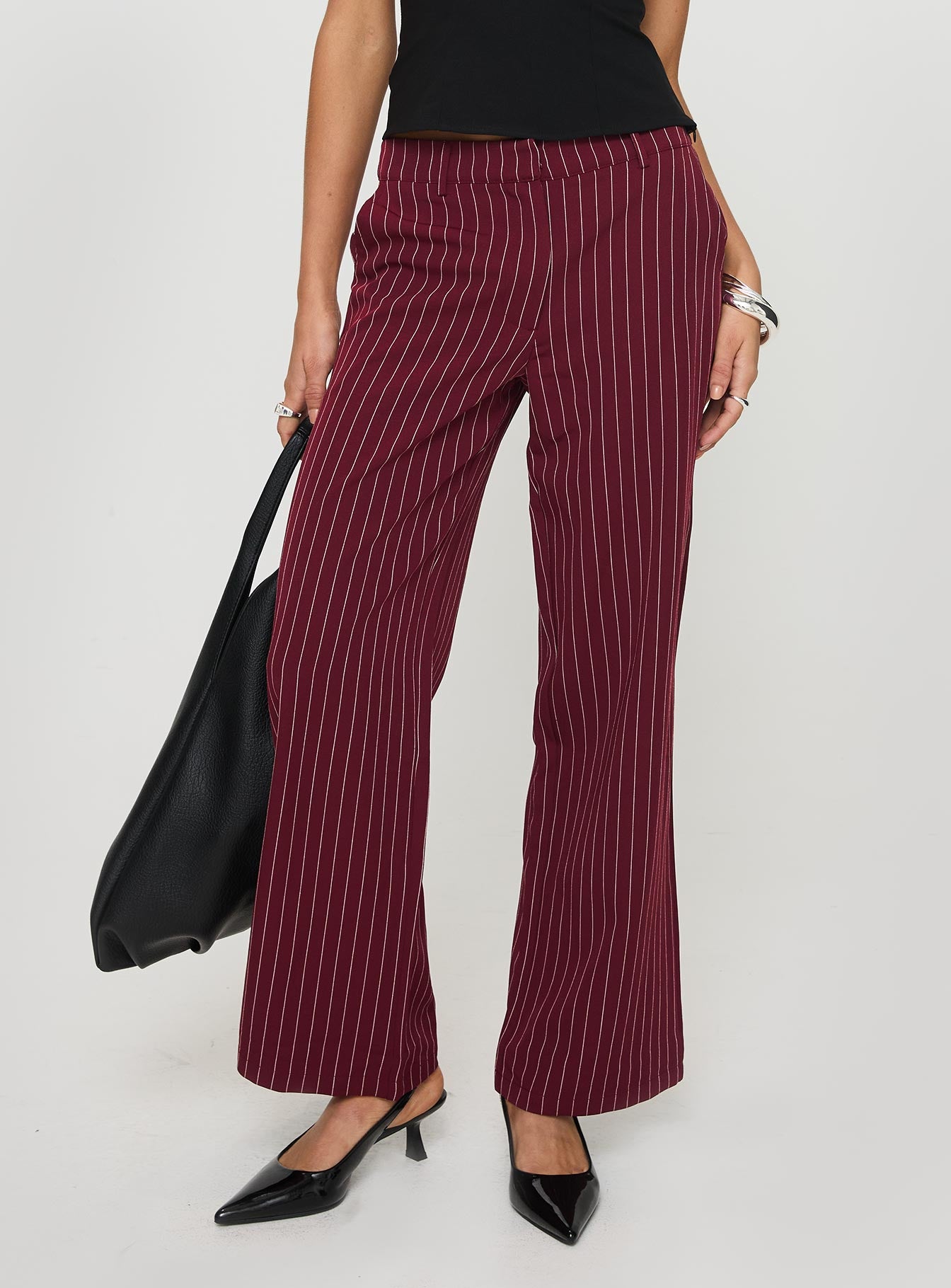 Aquaville pants burgundy pinstripe