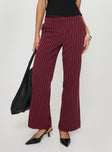 product Princess Polly High Waisted Pants  Aquaville Pants Burgundy Pinstripe