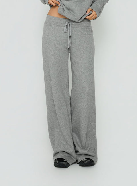 Featuring the Dodie Wide Leg Pants Dark Grey Marle in womens-regular-pants with mid-rise detail Princess Polly