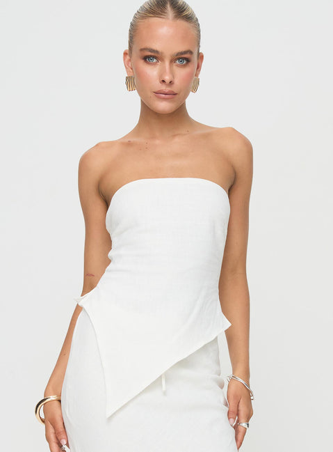 Birdie Asymmetric Linen Blend Top | White | Womens | Princess Polly Lower Impact Birdie Asymmetric Linen Blend Top | White | Womens | Princess Polly Lower Impact