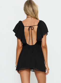 Sun Spirit Plunge Flowy Playsuit Black