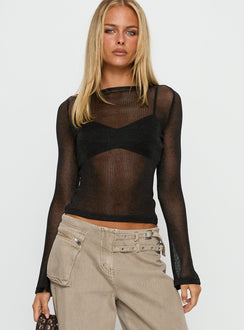 Perfect Mirage Sheer Long Sleeve Top Black