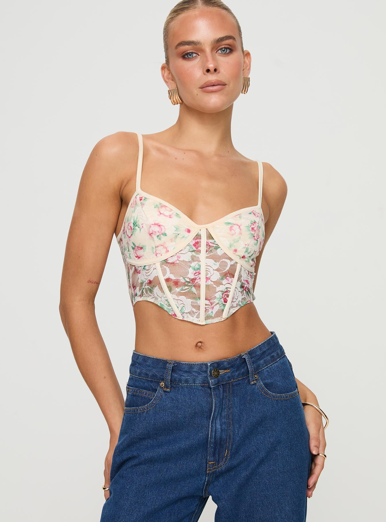 Romania top cream / floral