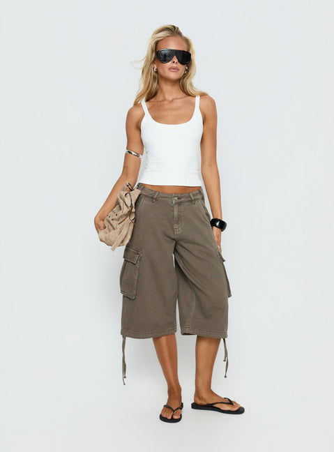 Hudsen Longline Cargo Shorts Khaki Tall