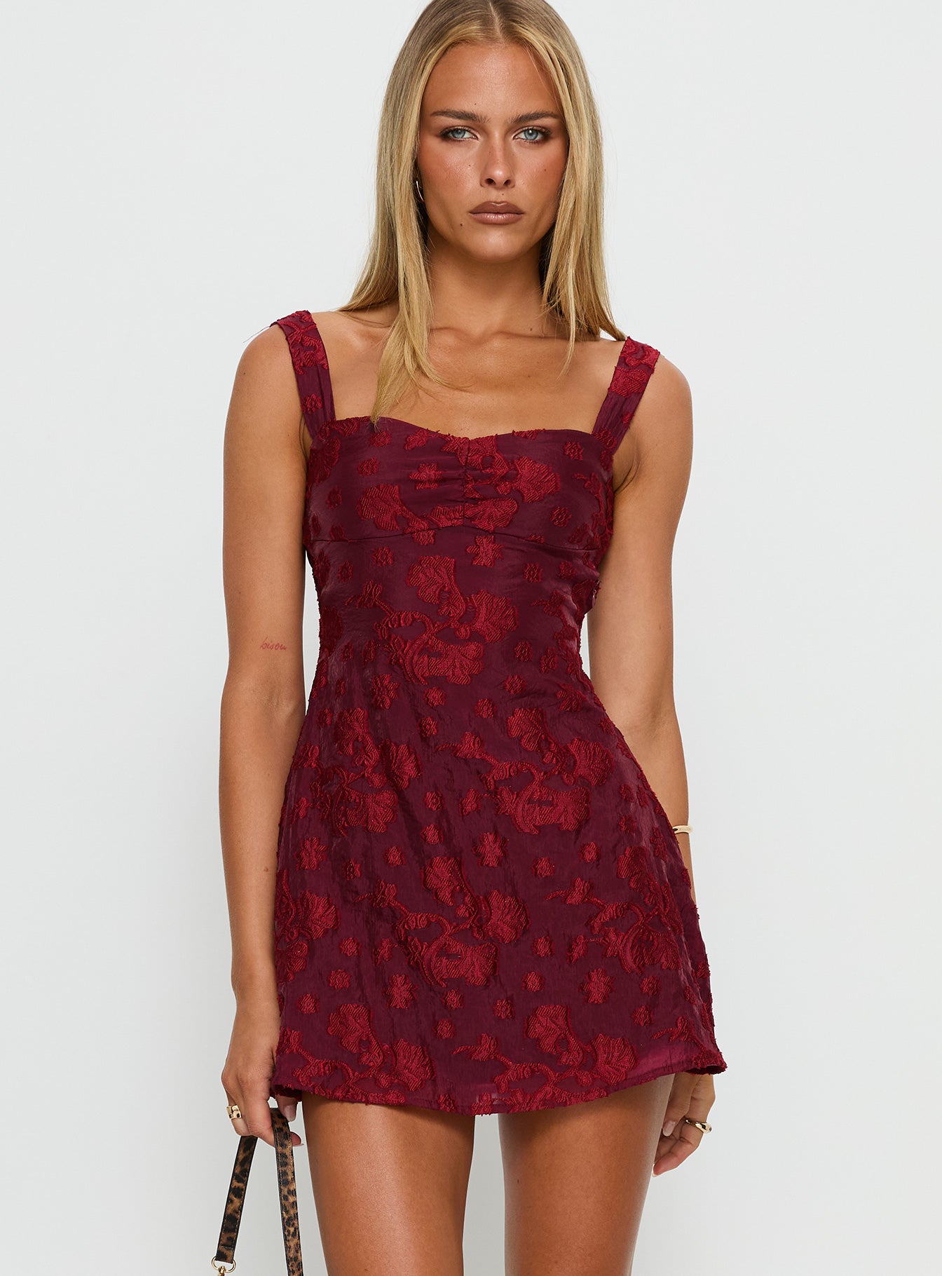 Mcbeath Mini Dress | Burgundy Burnout | Womens | Princess Polly Lower Impact Mcbeath Mini Dress | Burgundy Burnout | Womens | Princess Polly Lower Impact