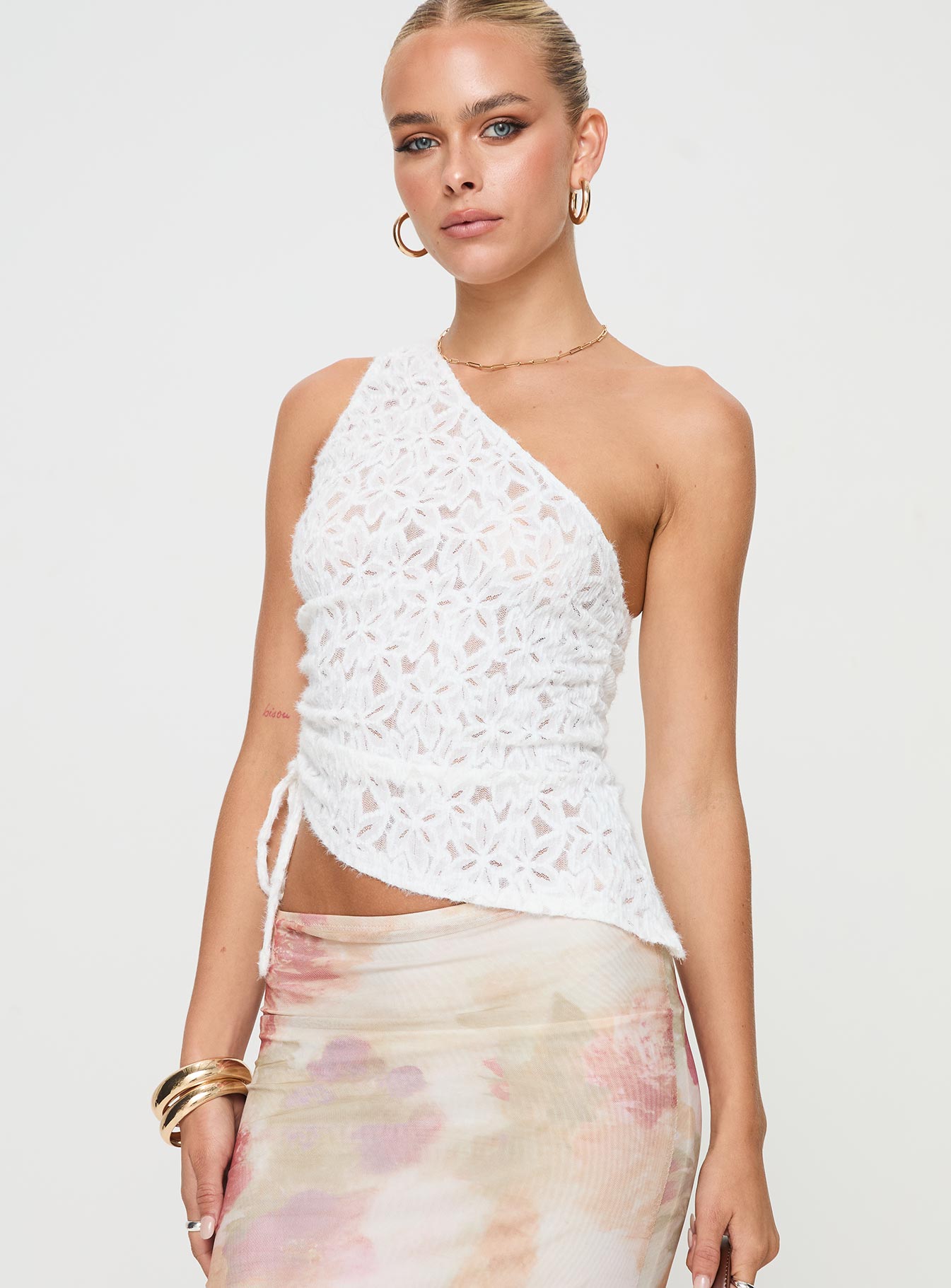 Sensua one shoulder top white