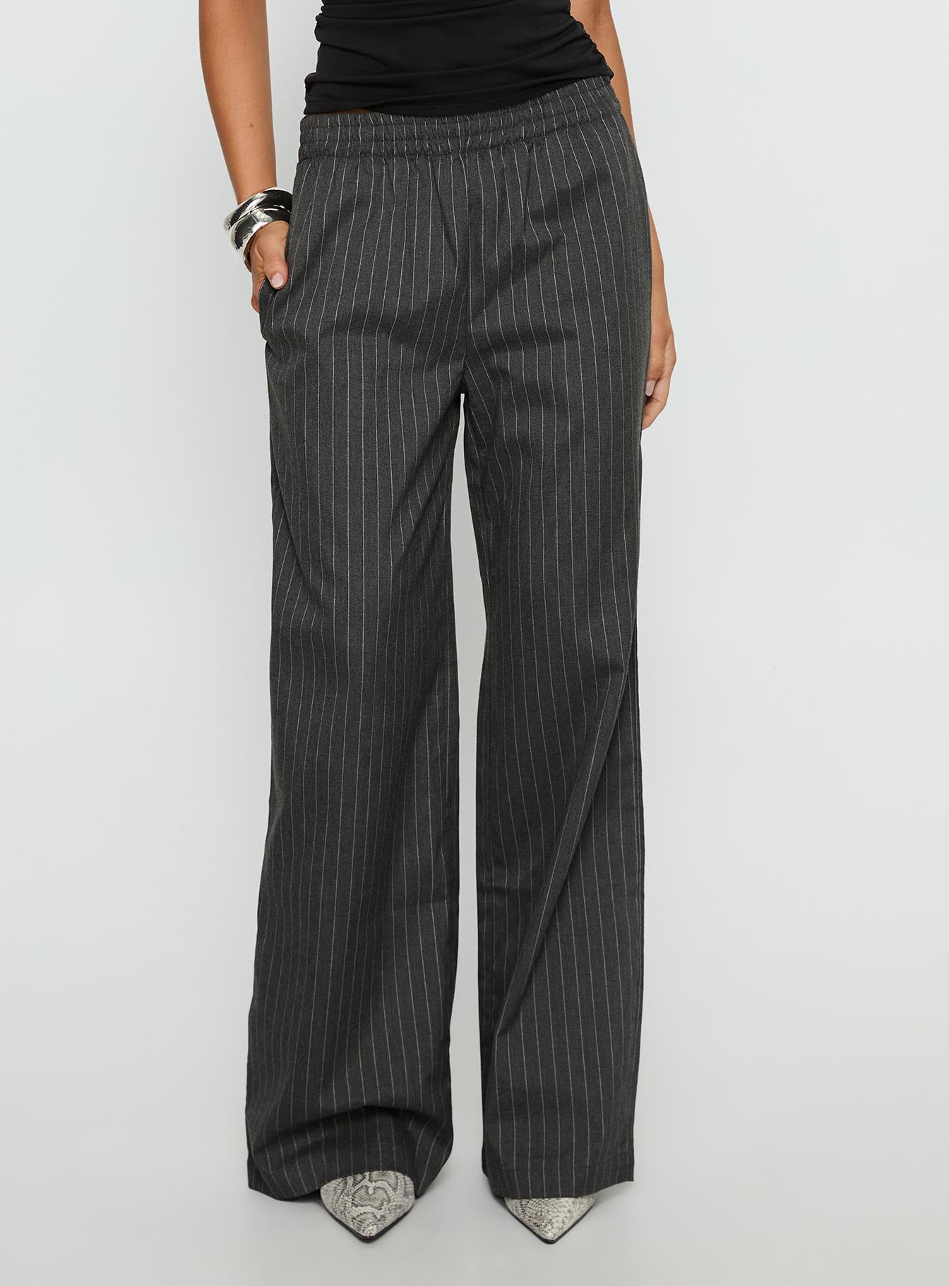 パンツ wide buggy stripe slacks used Jaysa Baggy Wide Leg Pant Grey Pinstripe | Princess Polly