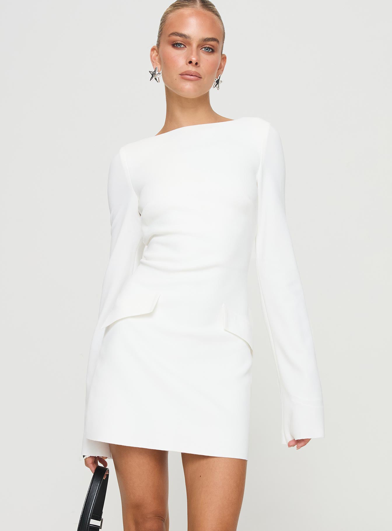 Carters Long Sleeve Mini Dress | White | Womens | Princess Polly Carters Long Sleeve Mini Dress | White | Womens | Princess Polly
