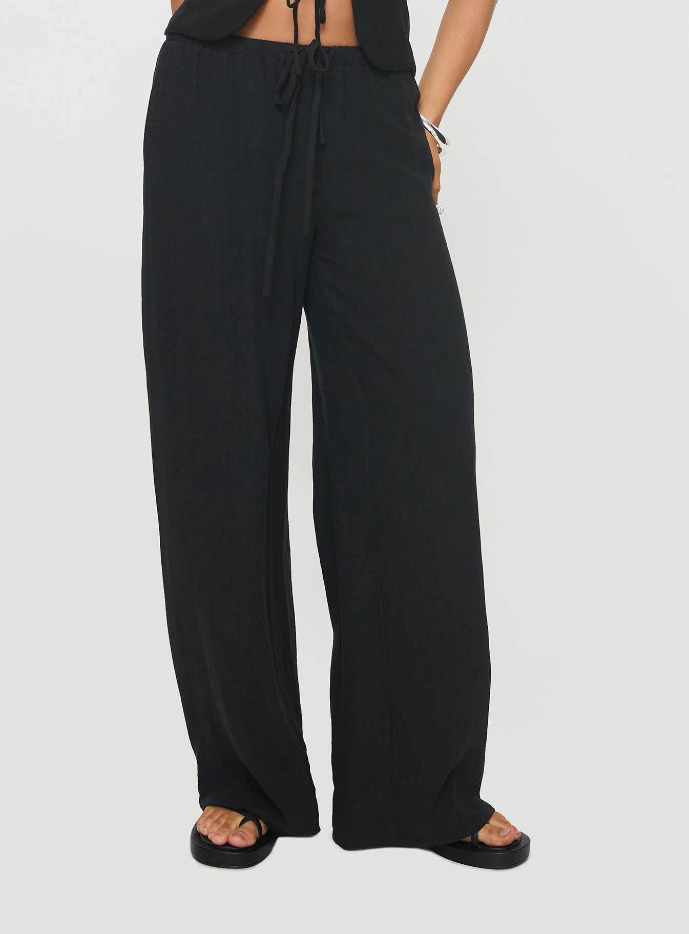 Felipe linen blend pants black