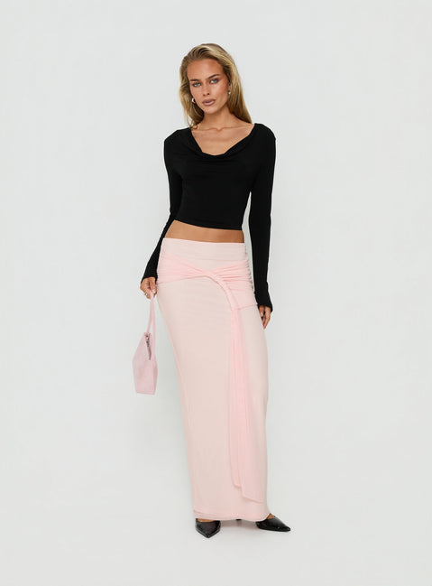 Isador Ruched Maxi Skirt Pink