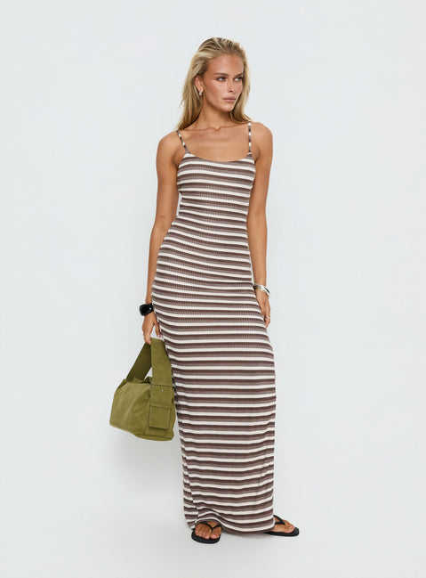 Elestria Maxi Dress | Brown Stripe | Womens