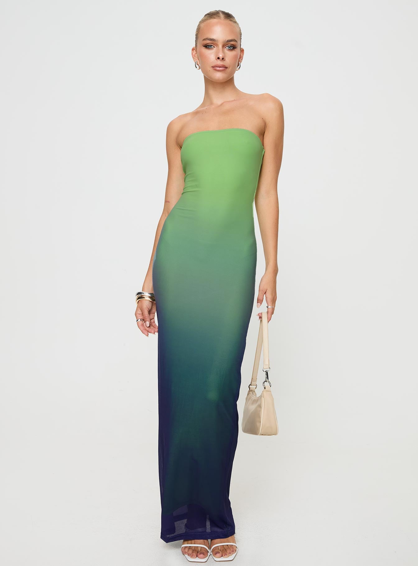 Stolen Love Strapless Maxi Dress Blue / Green Ombre | Princess Polly Stolen Love Strapless Maxi Dress Blue / Green Ombre | Princess Polly