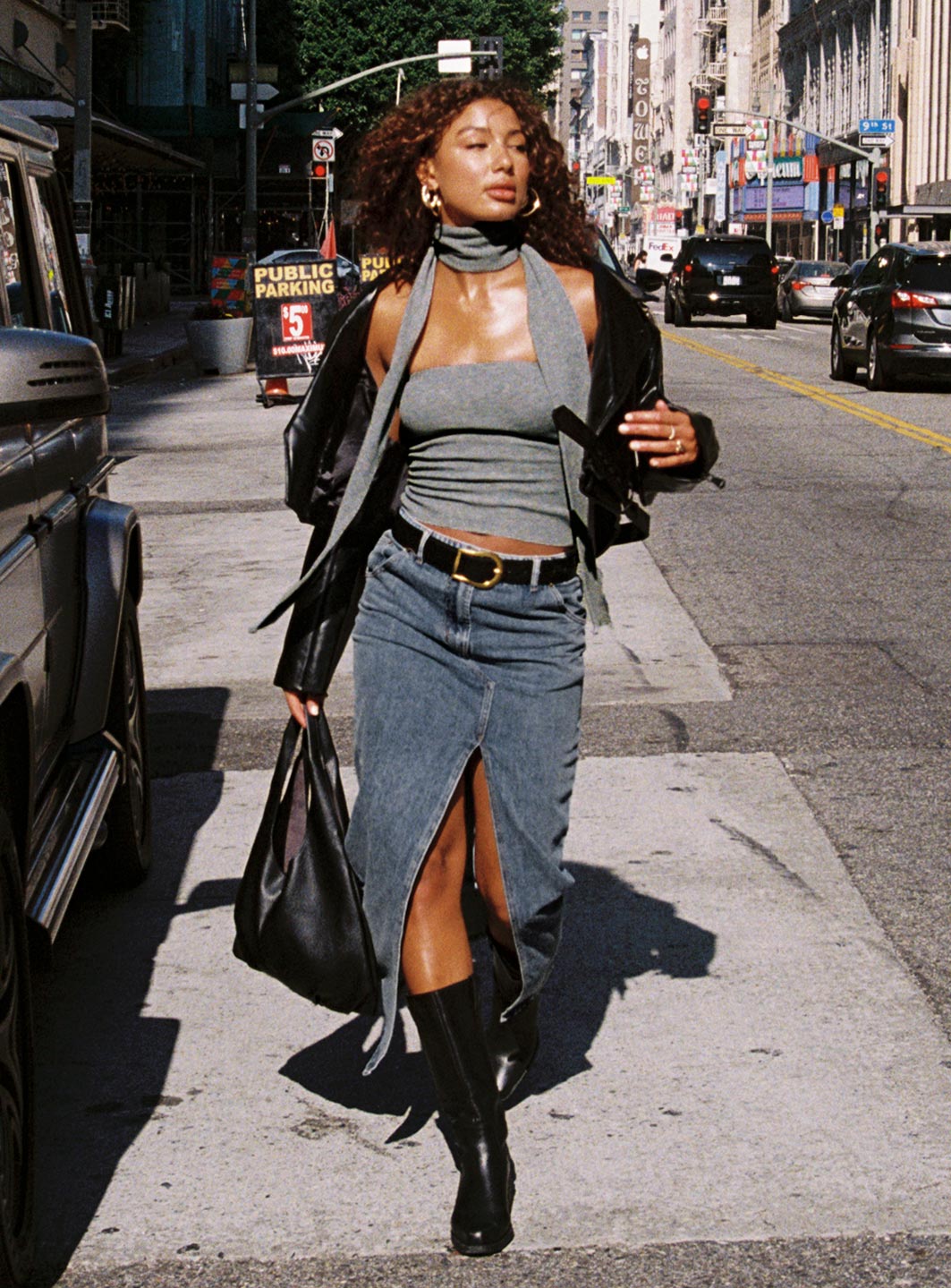 product Barbara Split Midi Skirt Faded Denim Princess Polly  Maxi 