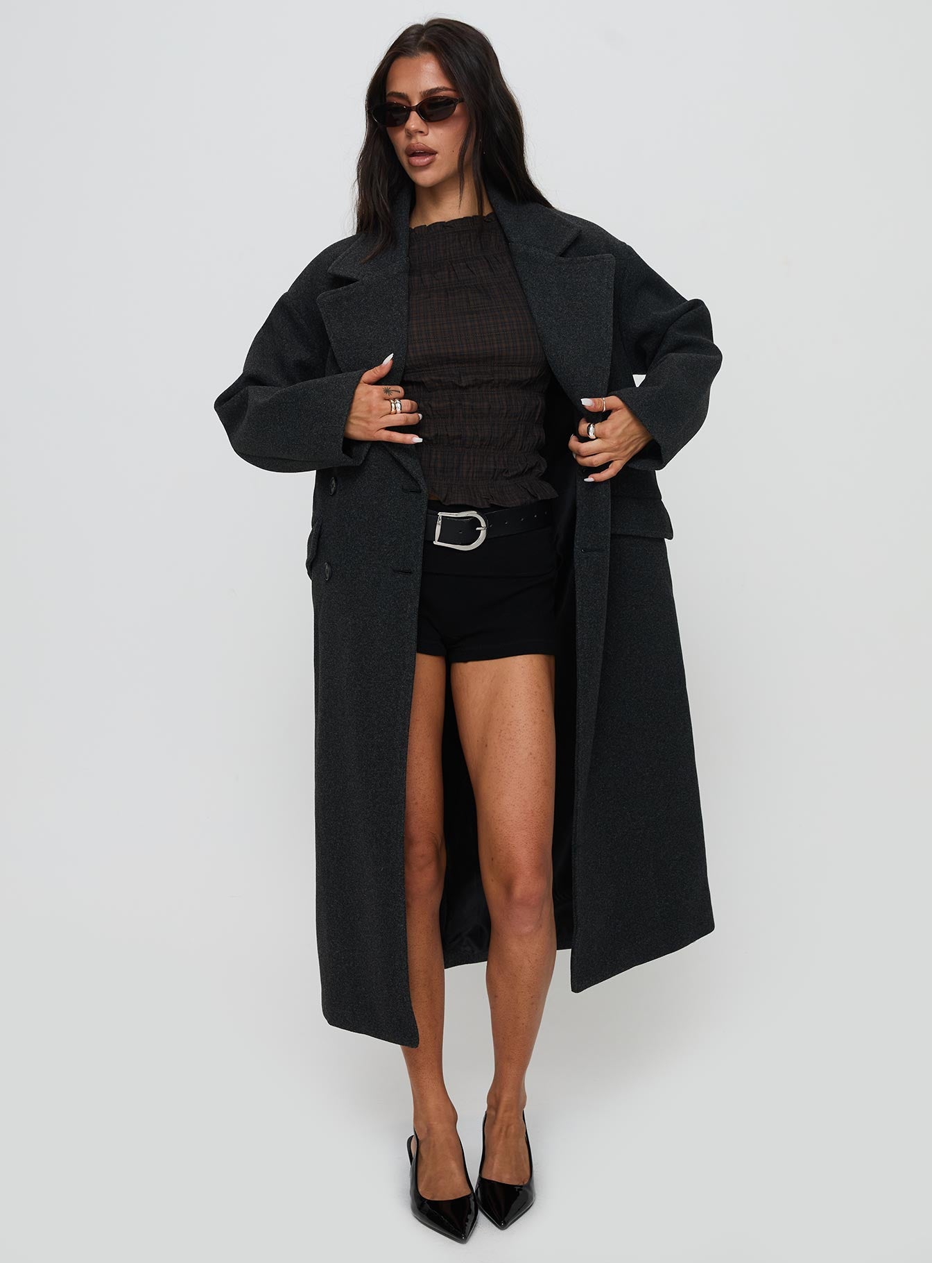 Night Shift Trench Coat Dark Grey | Princess Polly