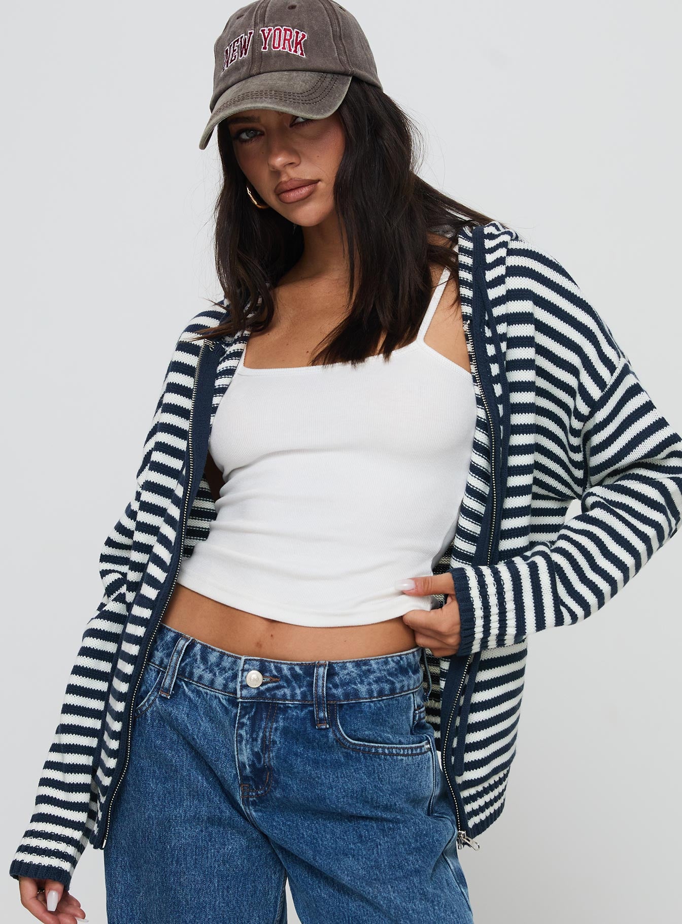 Brienna Zip Jacket Navy | Princess Polly