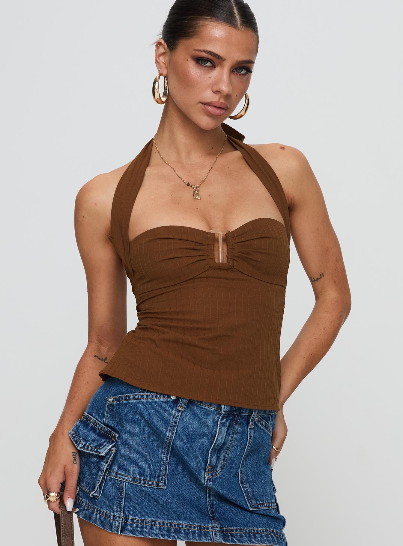 Isabetta Halter Top Chocolate | Princess Polly