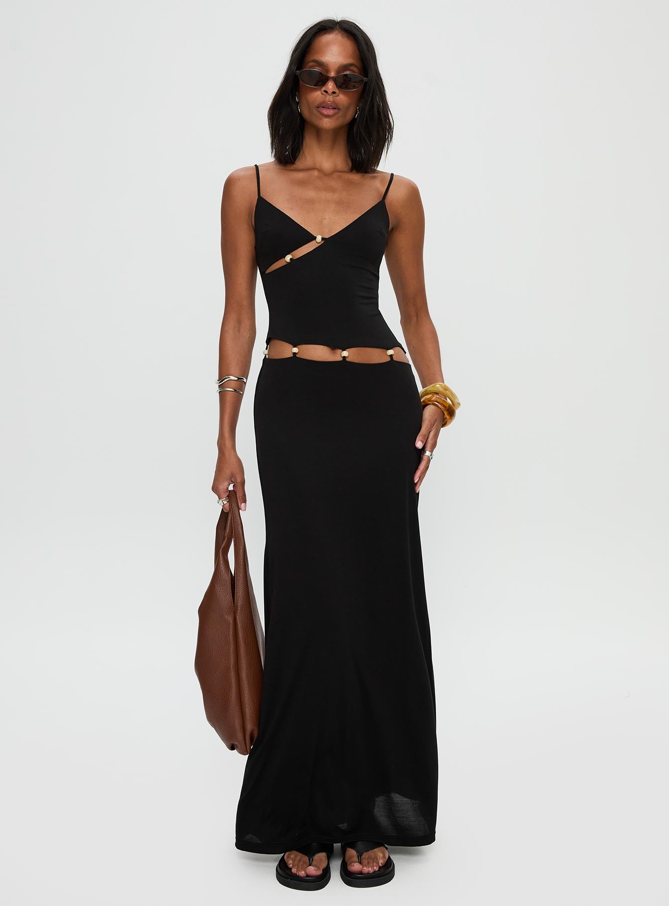Allspice Beaded Maxi Dress Black | Princess Polly