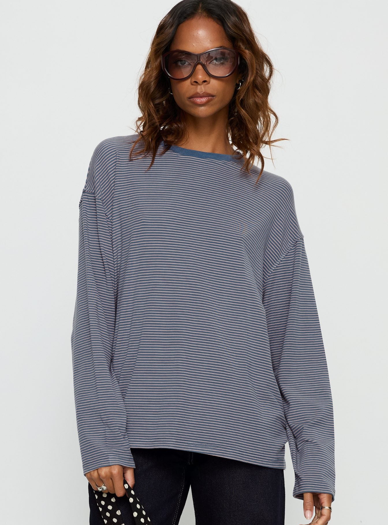 Avriana Long Sleeve Top Blue Stripe | Princess Polly