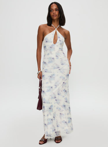 Walk On Water Halter Maxi Dress White