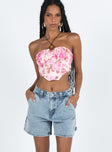 side view of model wearing Princess Polly Lou Carpenter Denim Shorts Light Wash Lower Impact High Waisted Shorts 