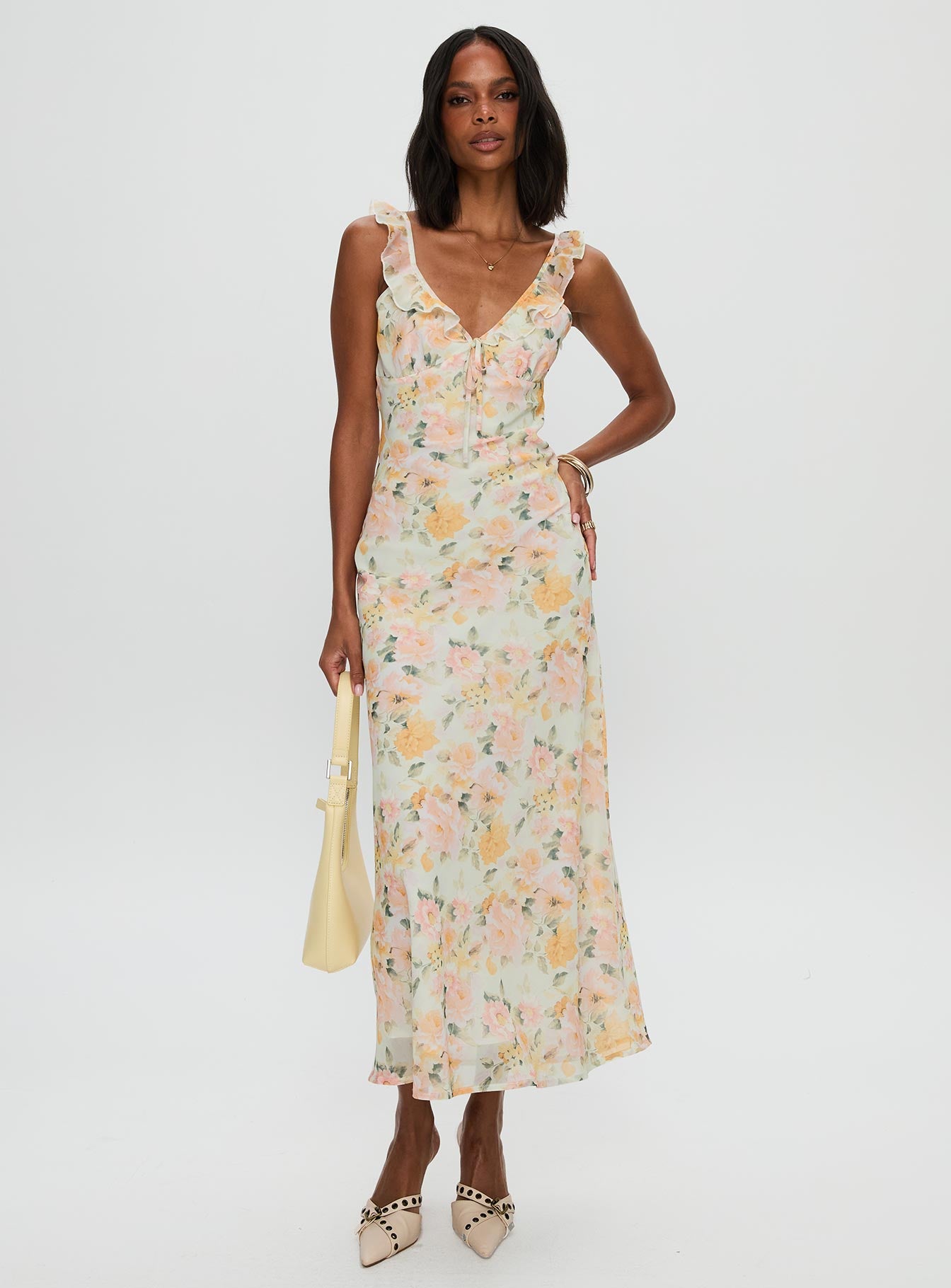 frill detail maxi dress Black Frill Detail Woven Maxi Dress