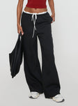 side view of model wearing Princess Polly Pilly Pants Black High Waisted Pants 