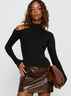 Normana Cold Shoulder Knit Top Black