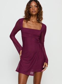 Martinez Long Sleeve Mini Dress | Plum | Womens | Princess Polly Martinez Long Sleeve Mini Dress | Plum | Womens | Princess Polly