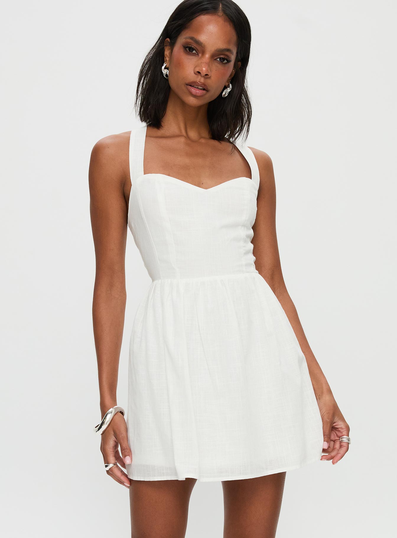 Zolena Halter Mini Dress White | Princess Polly