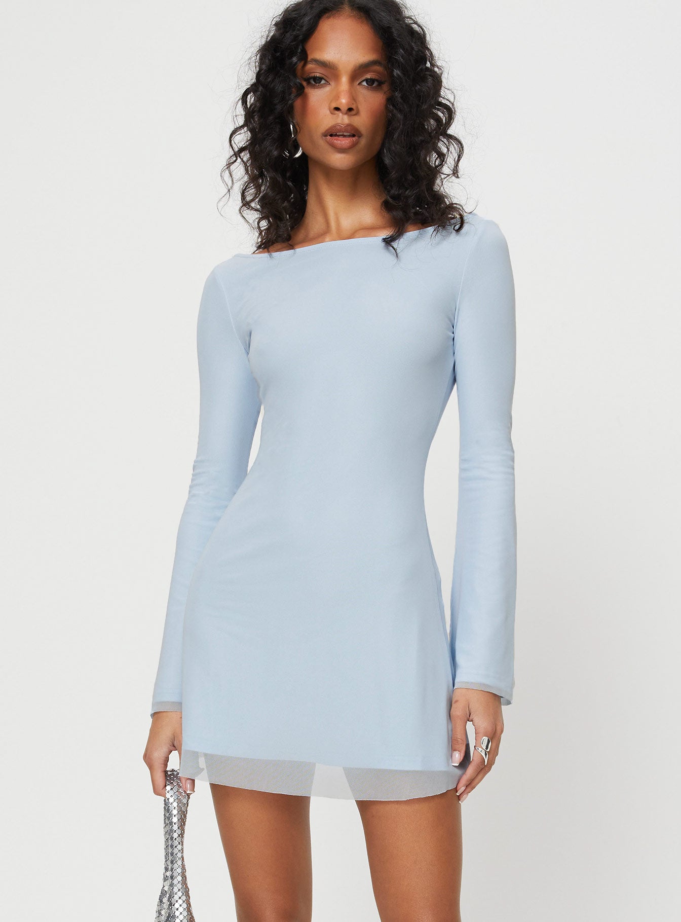 Powder blue long sleeve sales dress